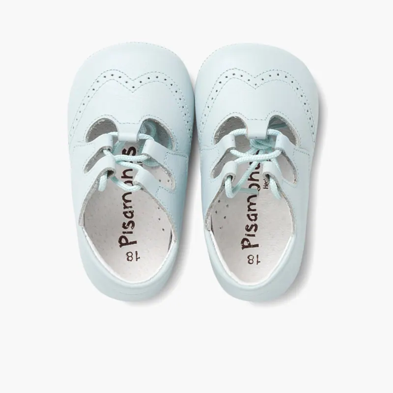 Chaussons bébé anglaises cuir bleu ciel 5