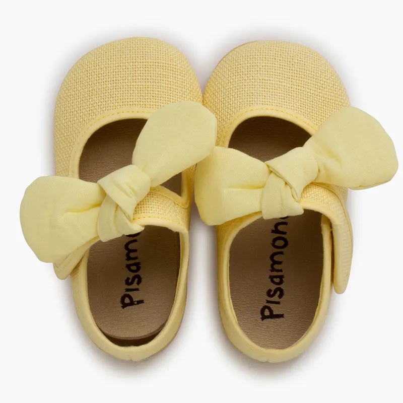 Ballerines à nœud lin jaune 5