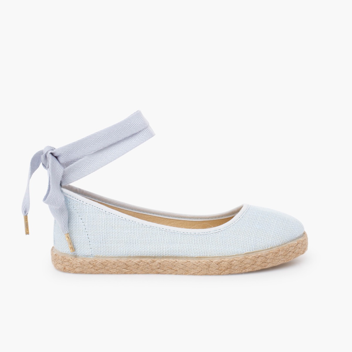 Ballerines en lin bleu ciel