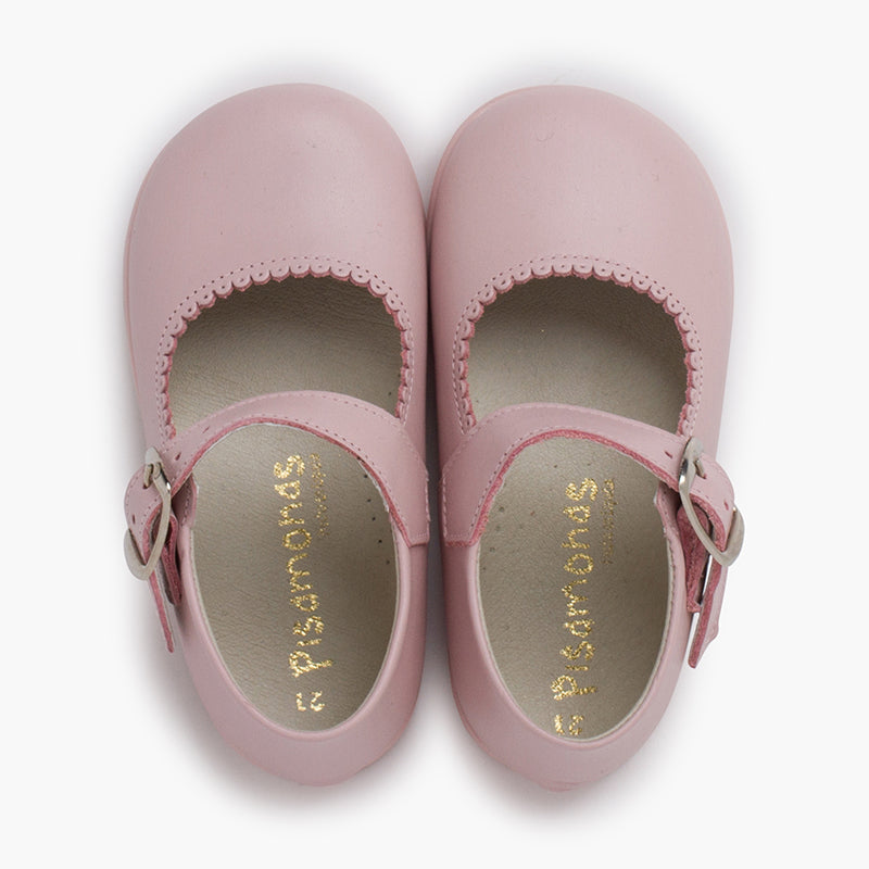 BALLERINES FILLES A BOUCLE EN CUIR ROSE - Ref. 0031
