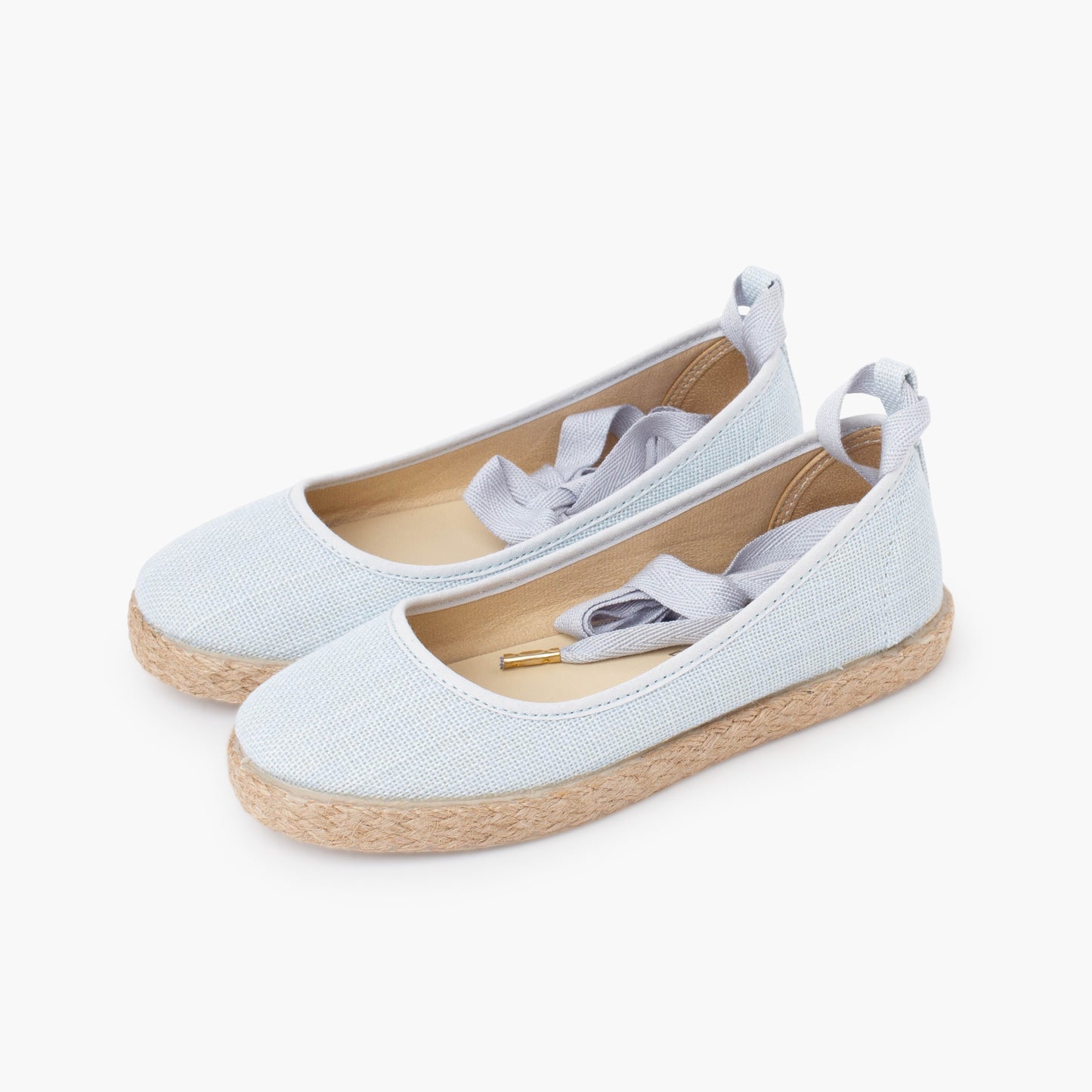 BALLERINES  EN LIN BLEU CIEL- Ref. 0884