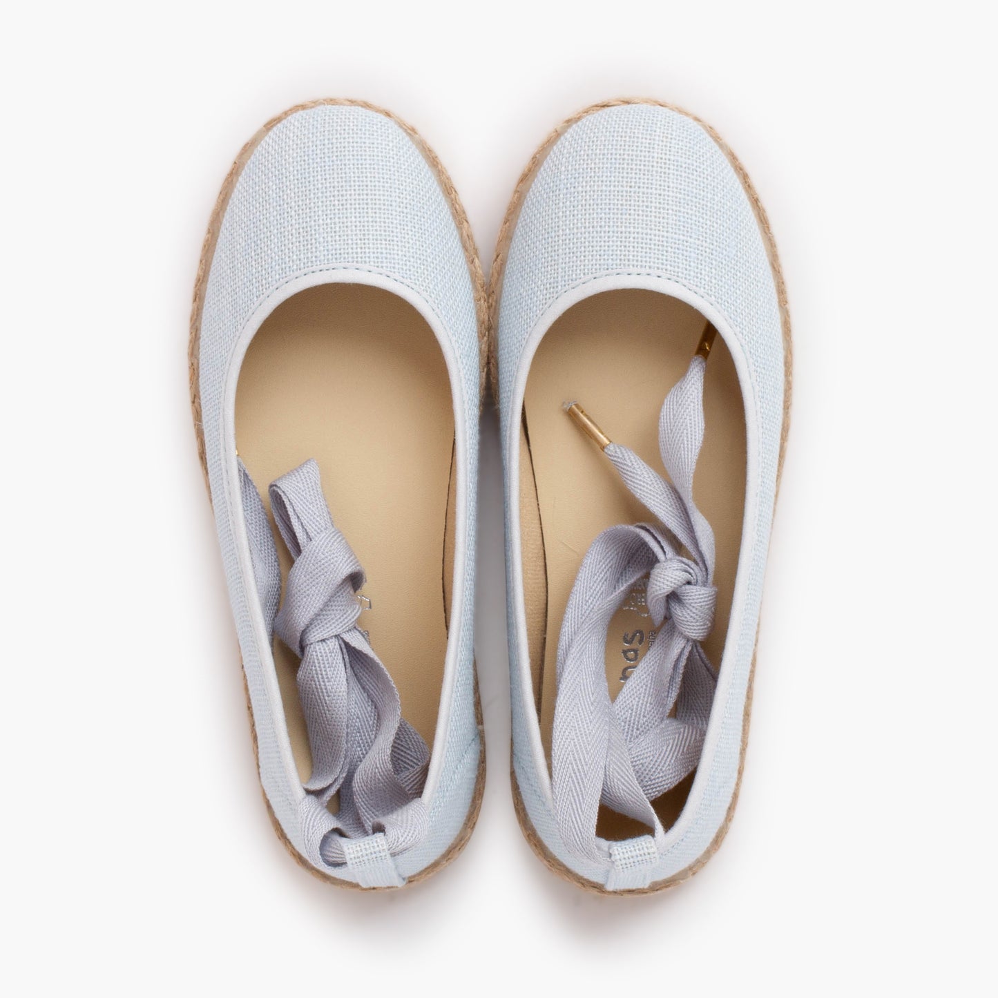 BALLERINES  EN LIN BLEU CIEL- Ref. 0884