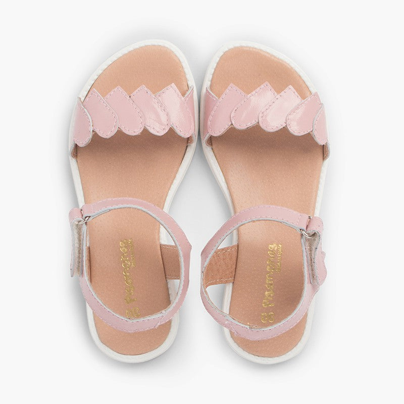 SANDALES FILLES EN CUIR A COEURS ROSE - Ref. 0919