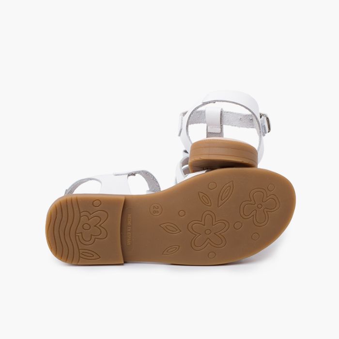 1000 SANDALES CUIR A NOEUD BLANCHE