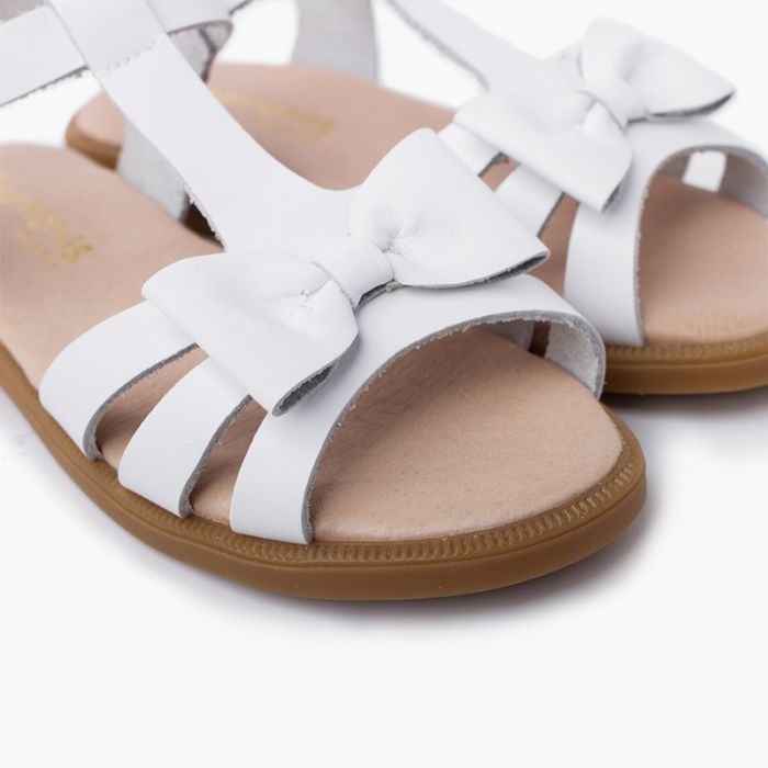 1000 SANDALES CUIR A NOEUD BLANCHE