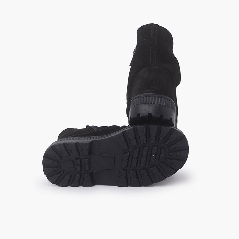1285 BOTTES BOTTES SUEDE A EFFET FROISSE NOIR