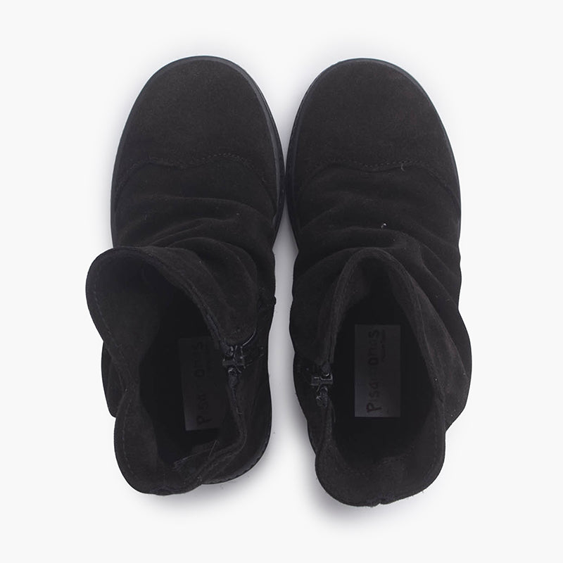 1285 BOTTES BOTTES SUEDE A EFFET FROISSE NOIR