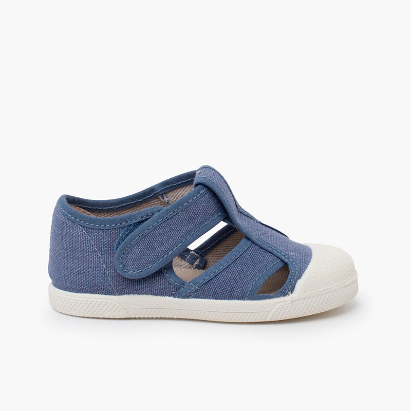 SANDALES EN TOILE BLEU DENIM - Ref. 1357