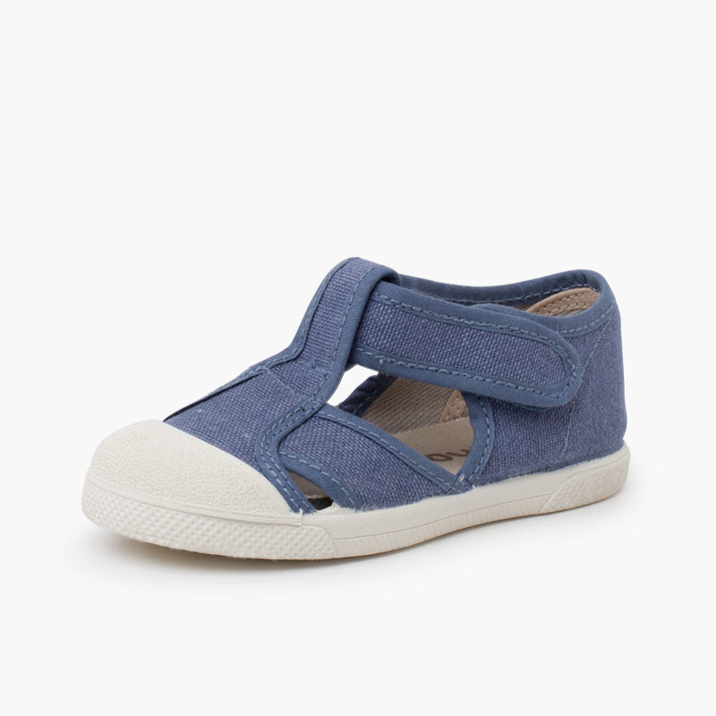SANDALES EN TOILE BLEU DENIM - Ref. 1357