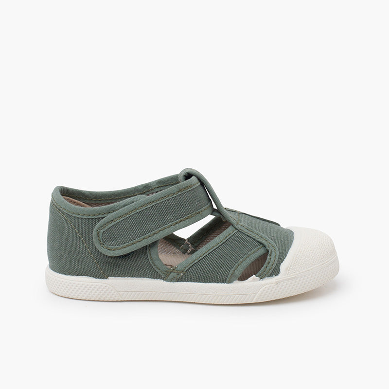 SANDALES EN TOILE VERT - Ref. 1357