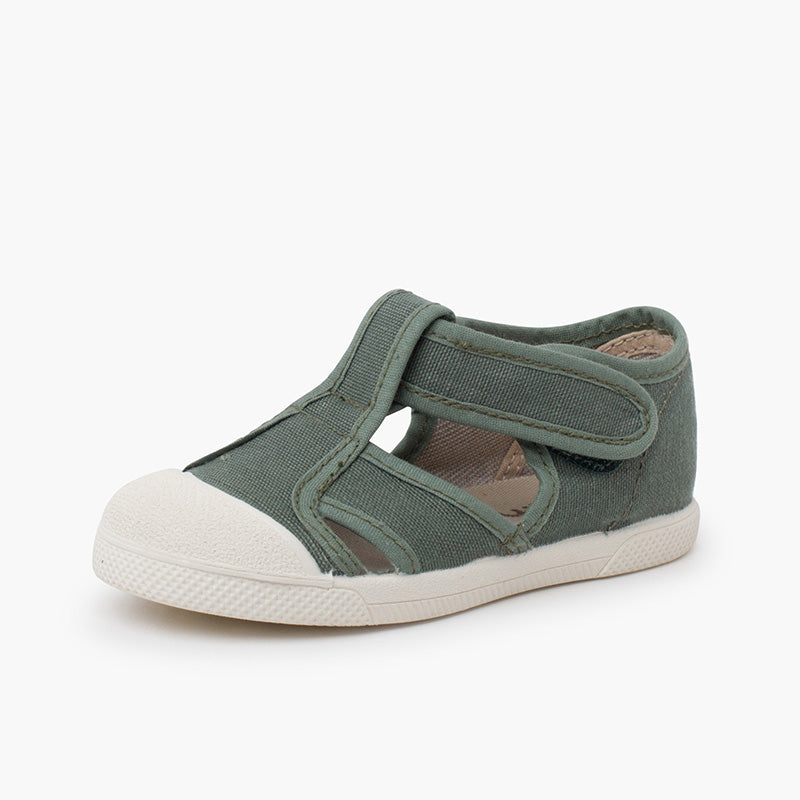 SANDALES EN TOILE VERT - Ref. 1357