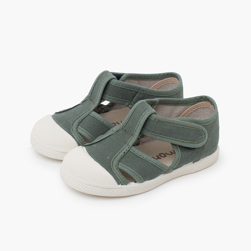 SANDALES EN TOILE VERT - Ref. 1357