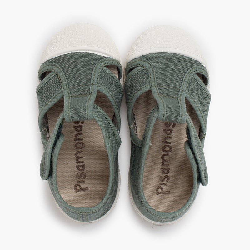 SANDALES EN TOILE VERT - Ref. 1357