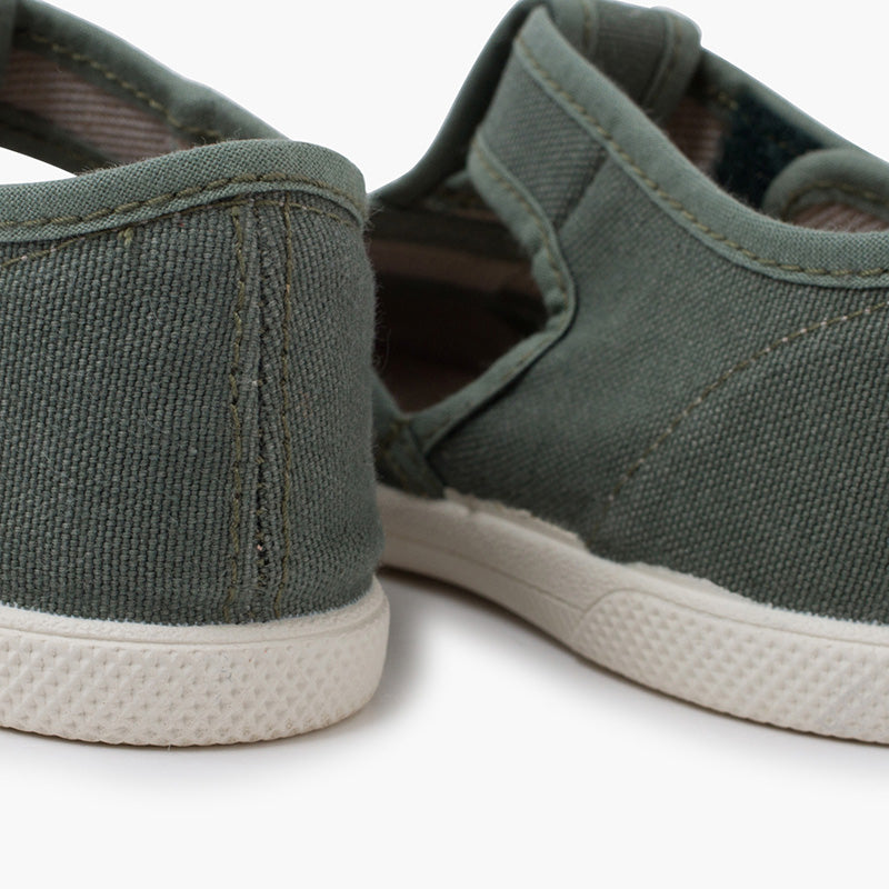 SANDALES EN TOILE VERT - Ref. 1357