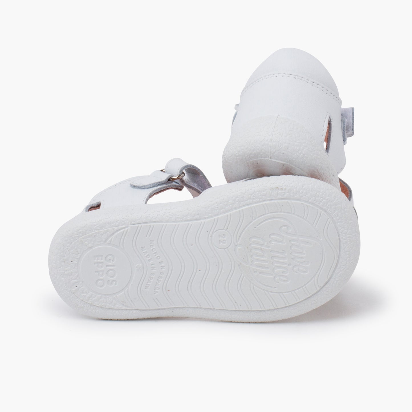 SANDALES FILLES A CUIR A LANIERES BLANC - Ref. 1414