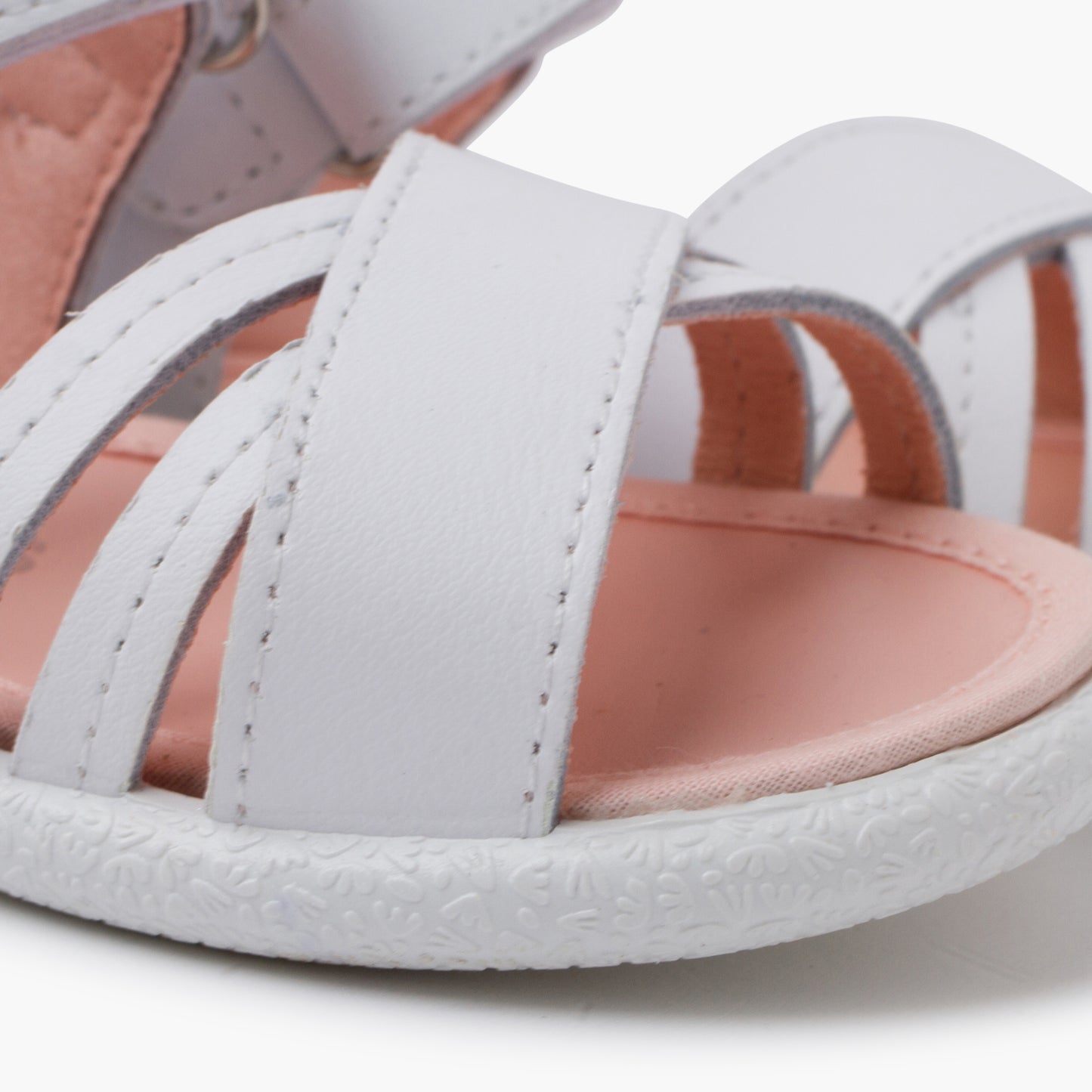 SANDALES FILLES A CUIR A LANIERES BLANC - Ref. 1414