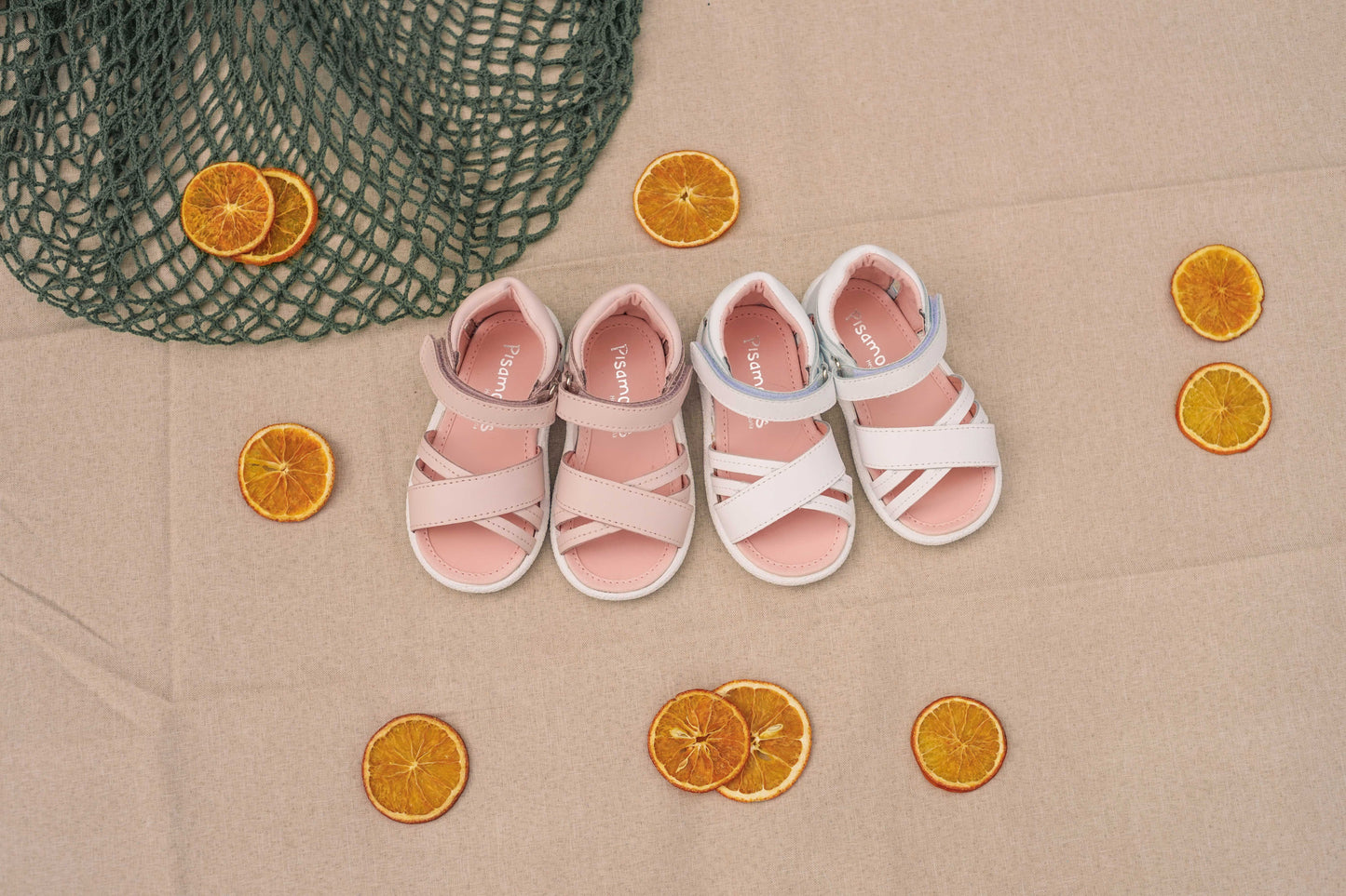 SANDALES FILLES A CUIR A LANIERES BLANC - Ref. 1414