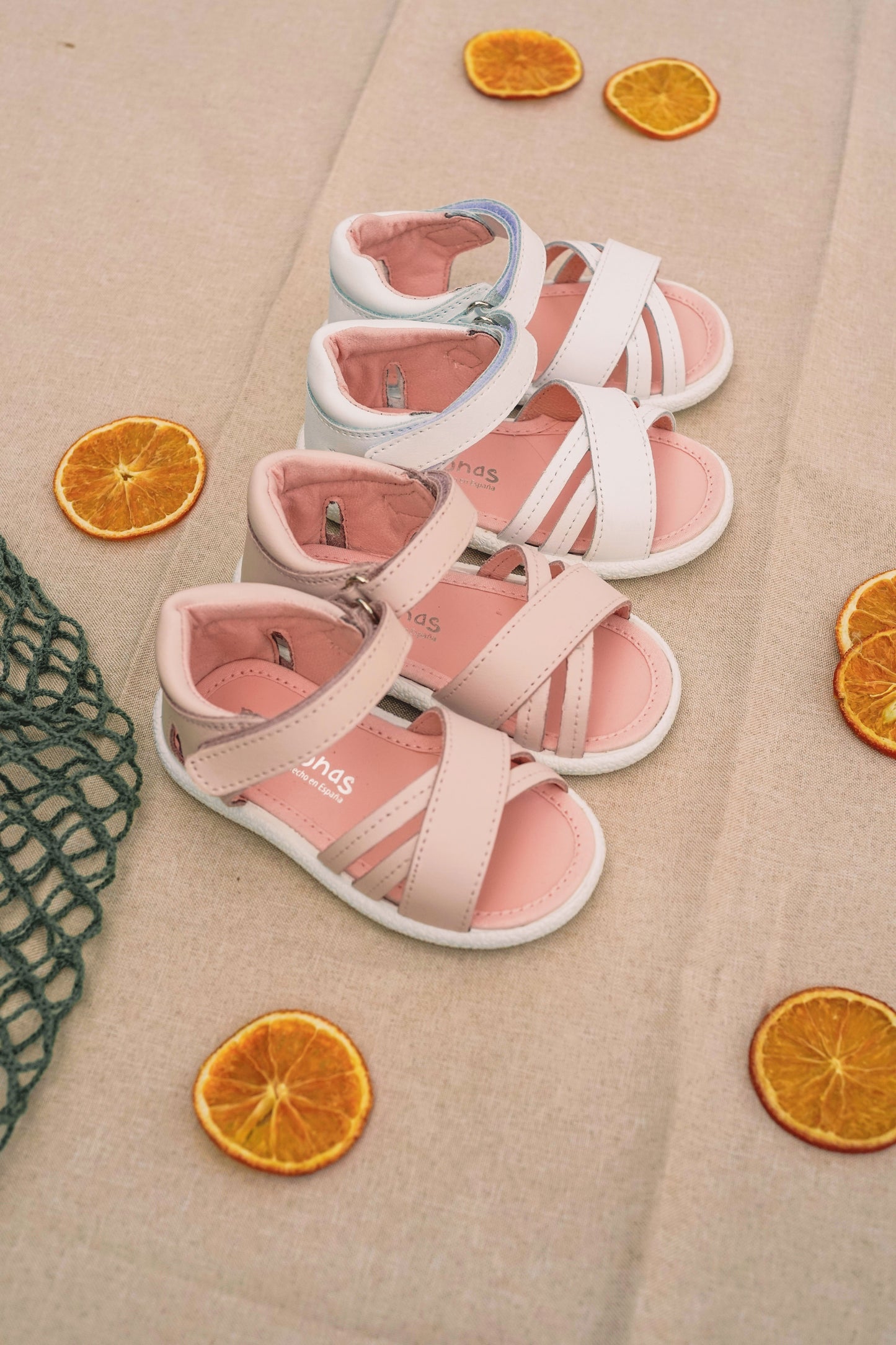 SANDALES FILLES A CUIR A LANIERES BLANC - Ref. 1414