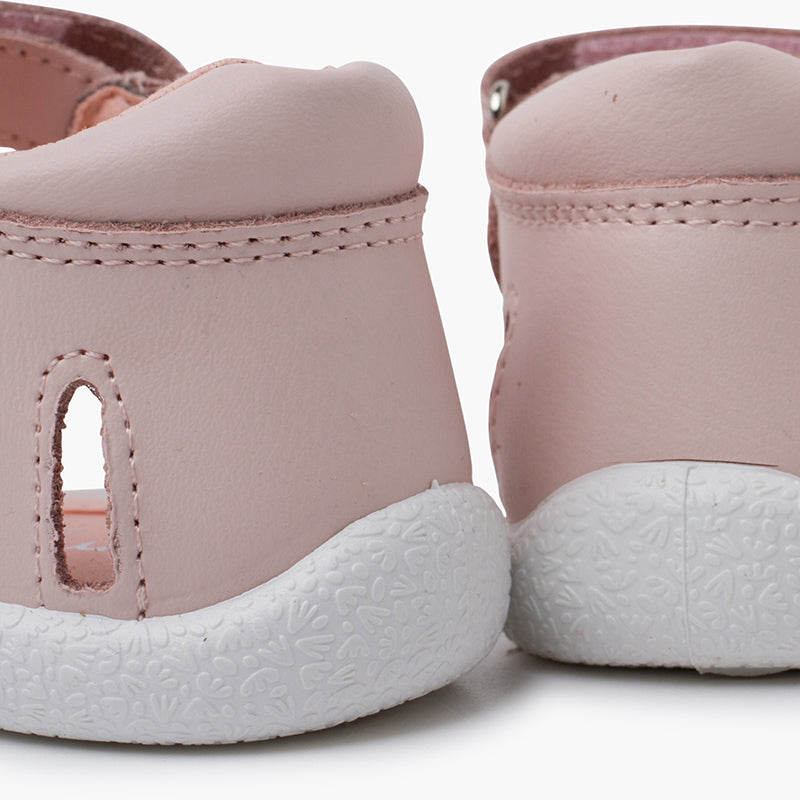 SANDALES FILLES A CUIR A LANIERES ROSE - Ref. 1414