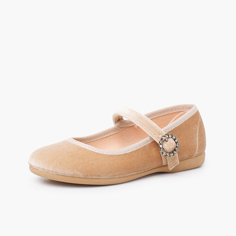 1439 MARY JANES VELOUR BEIGE BIJOU