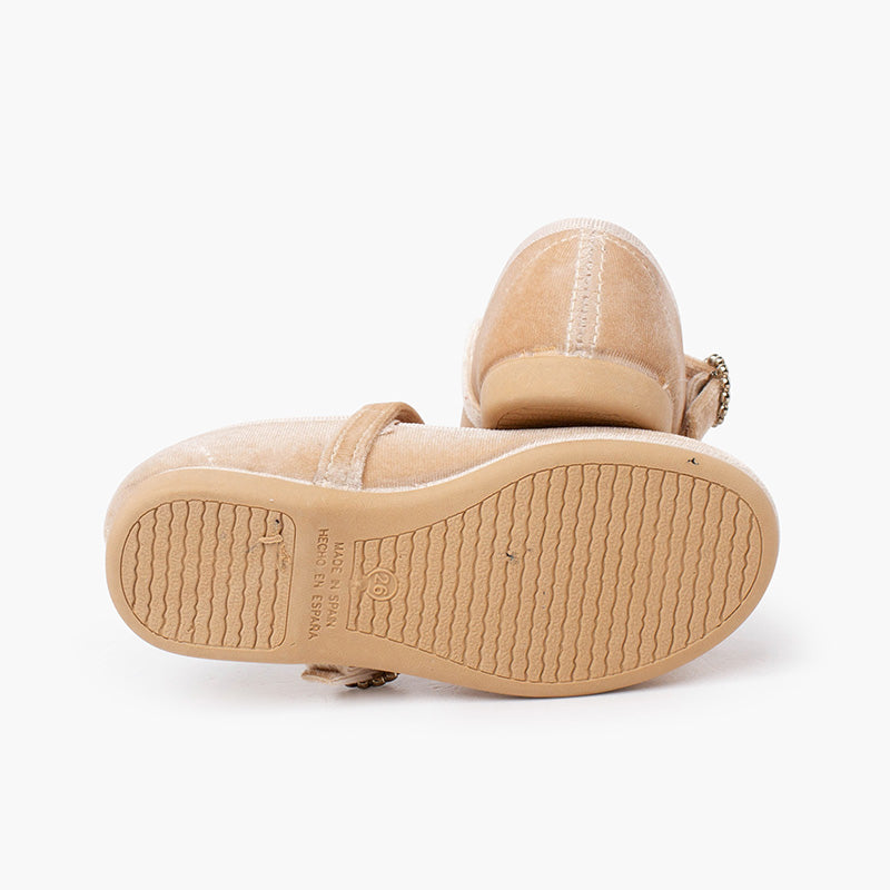 1439 MARY JANES VELOUR BEIGE BIJOU