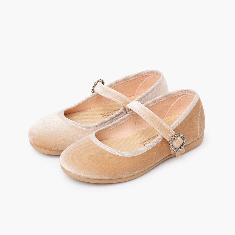 1439 MARY JANES VELOUR BEIGE BIJOU