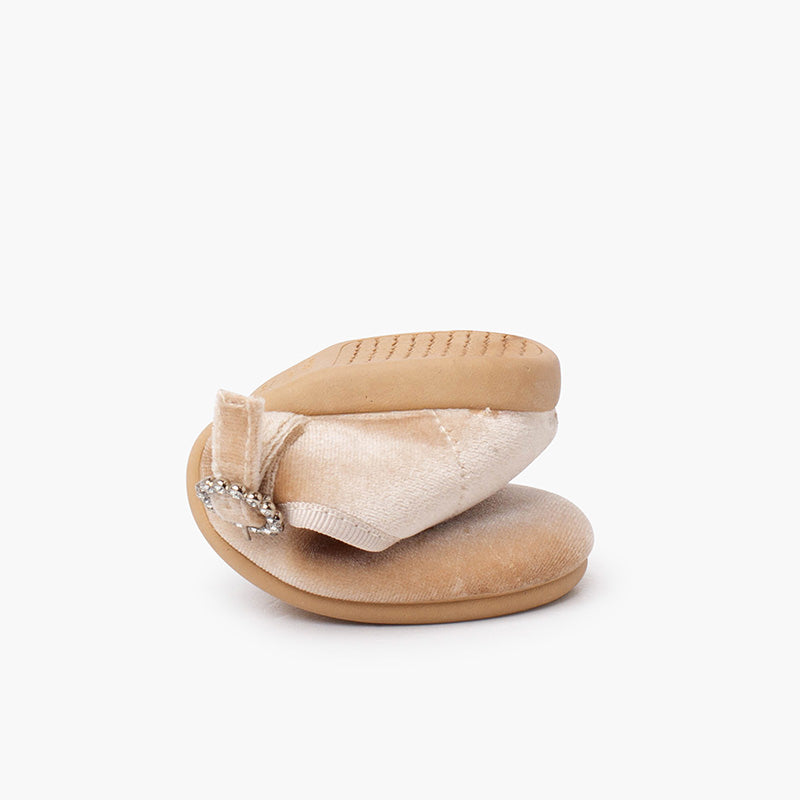 1439 MARY JANES VELOUR BEIGE BIJOU