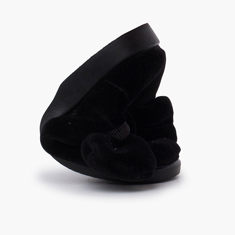 BALLERINES FILLES A NOEUD EN VELOUR NOIR - Ref. 1482