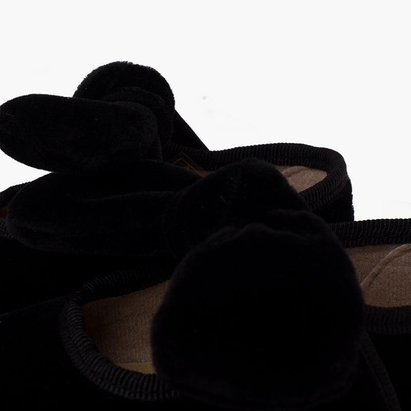 BALLERINES FILLES A NOEUD EN VELOUR NOIR - Ref. 1482