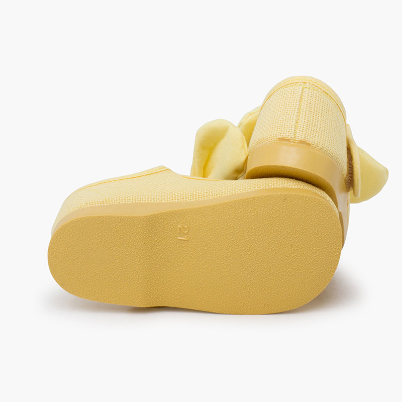 BALLERINES FILLES A NOEUD EN LIN JAUNE - Ref. 1530