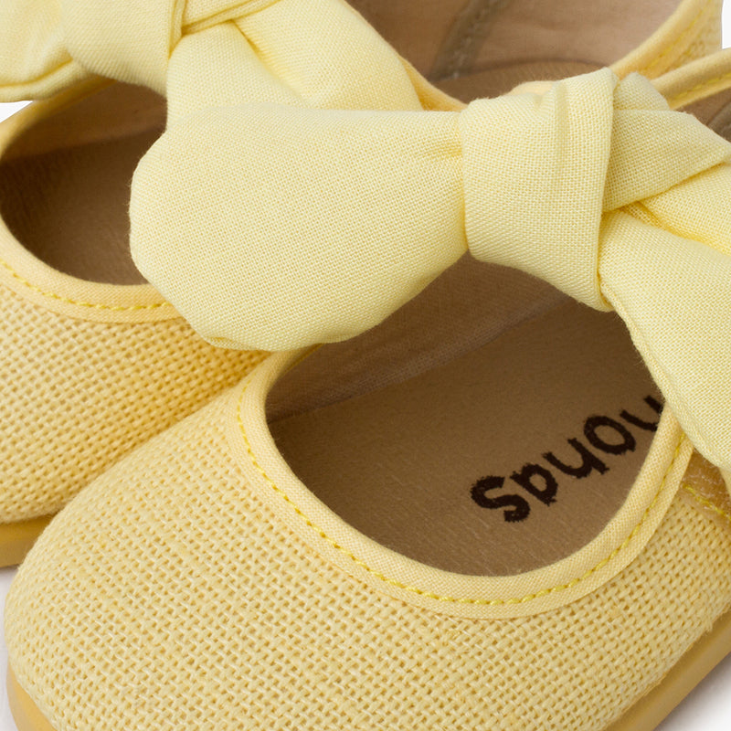 BALLERINES FILLES A NOEUD EN LIN JAUNE - Ref. 1530
