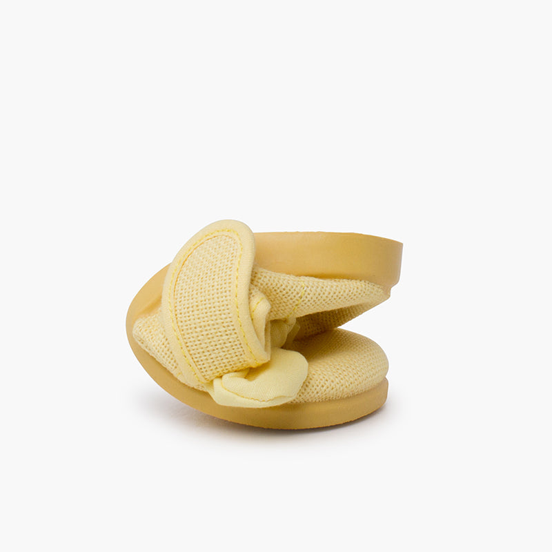 BALLERINES FILLES A NOEUD EN LIN JAUNE - Ref. 1530