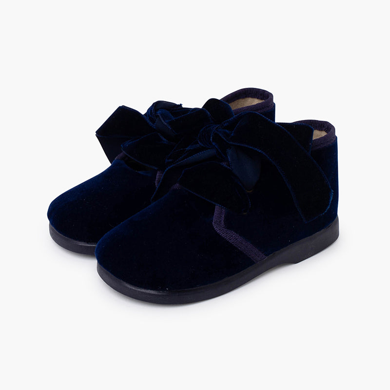 1610 BOTTINES VELOUR NOEUD BLEU