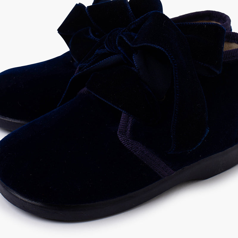 1610 BOTTINES VELOUR NOEUD BLEU