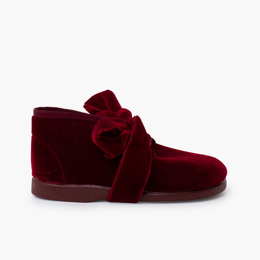 1610 BOTTINES VELOUR NOEUD BORDEAUX