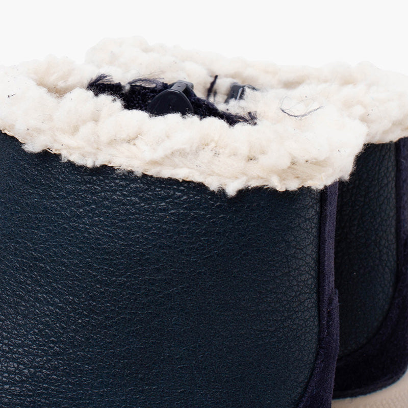 1708 BOTTINES BAREFOOT NEOCUIR COL FOURRURE MOUTON BLEU