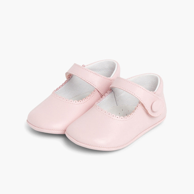 CHAUSSONS BEBE EN CUIR ROSE - Ref. 0028