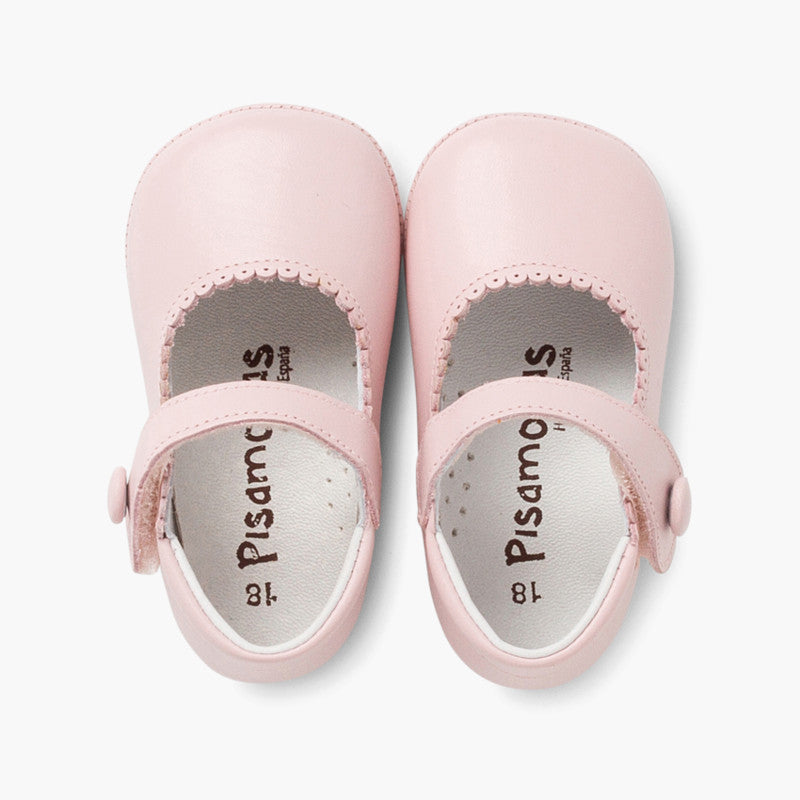 CHAUSSONS BEBE EN CUIR ROSE - Ref. 0028