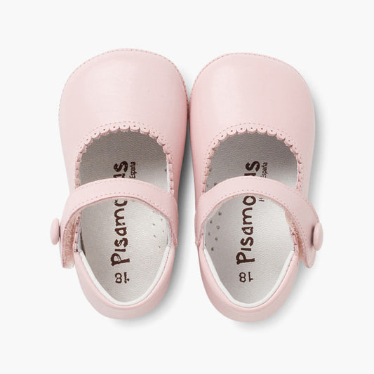 CHAUSSONS BEBE EN CUIR ROSE - Ref. 0028