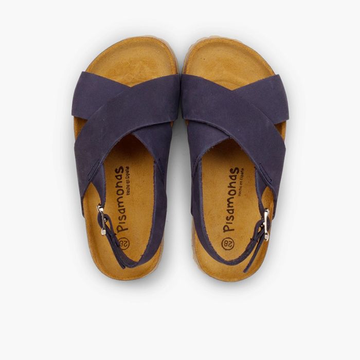 0800 SANDALES NOBUCK CROISEES BLEU